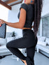 Black LUX leggings with slits LM1173